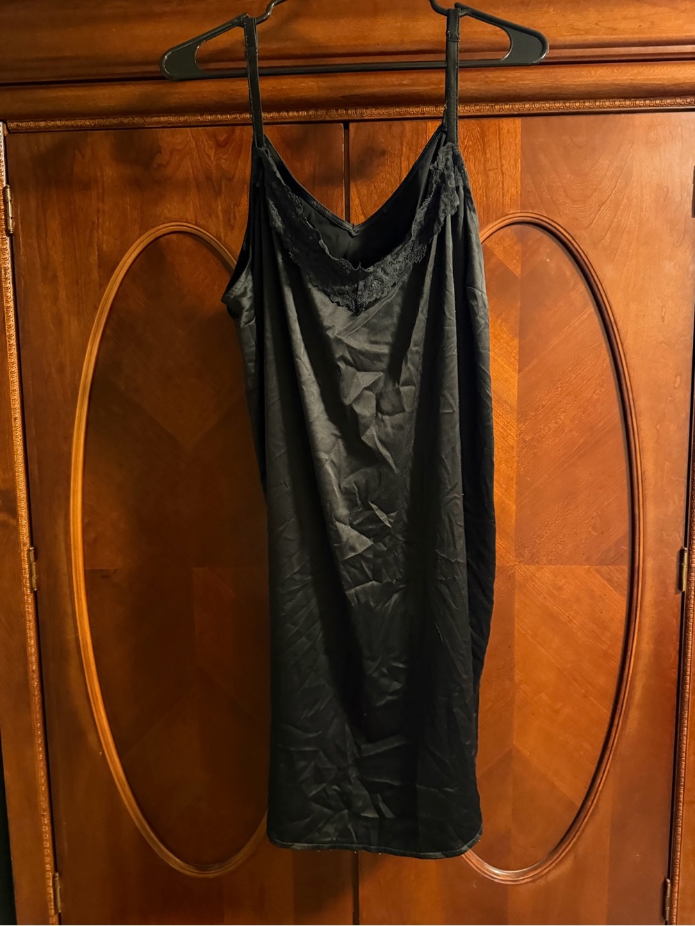 Black Lace-Trim Slip Dress